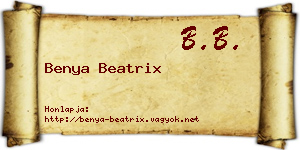 Benya Beatrix névjegykártya
